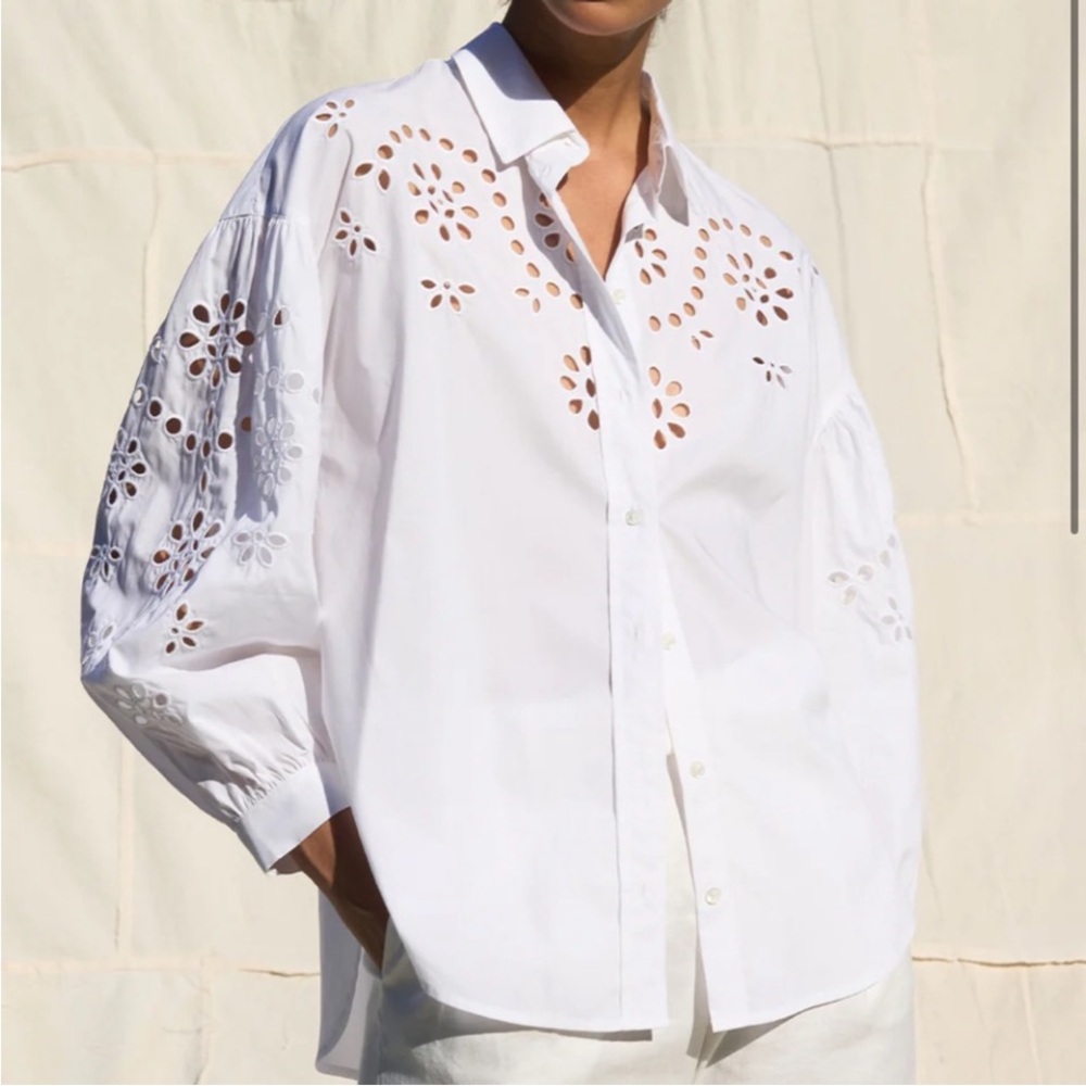 Rails Alister button down shirt too poplin eyelet embroidery